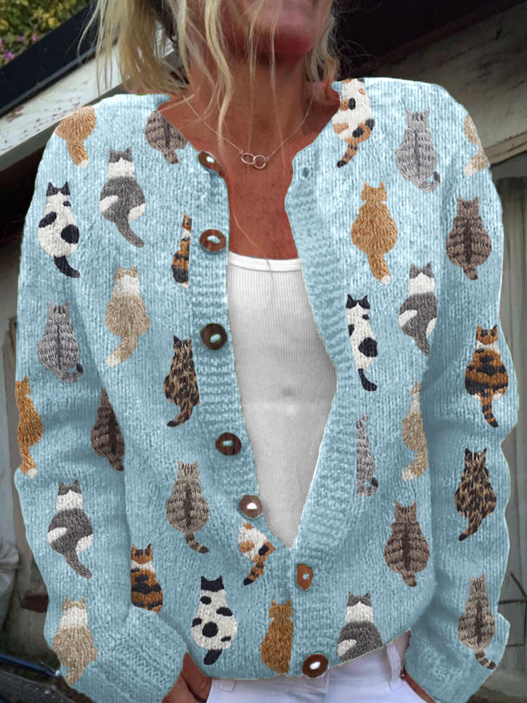 Ashlyn | Relaxed Cat Print Cardigan