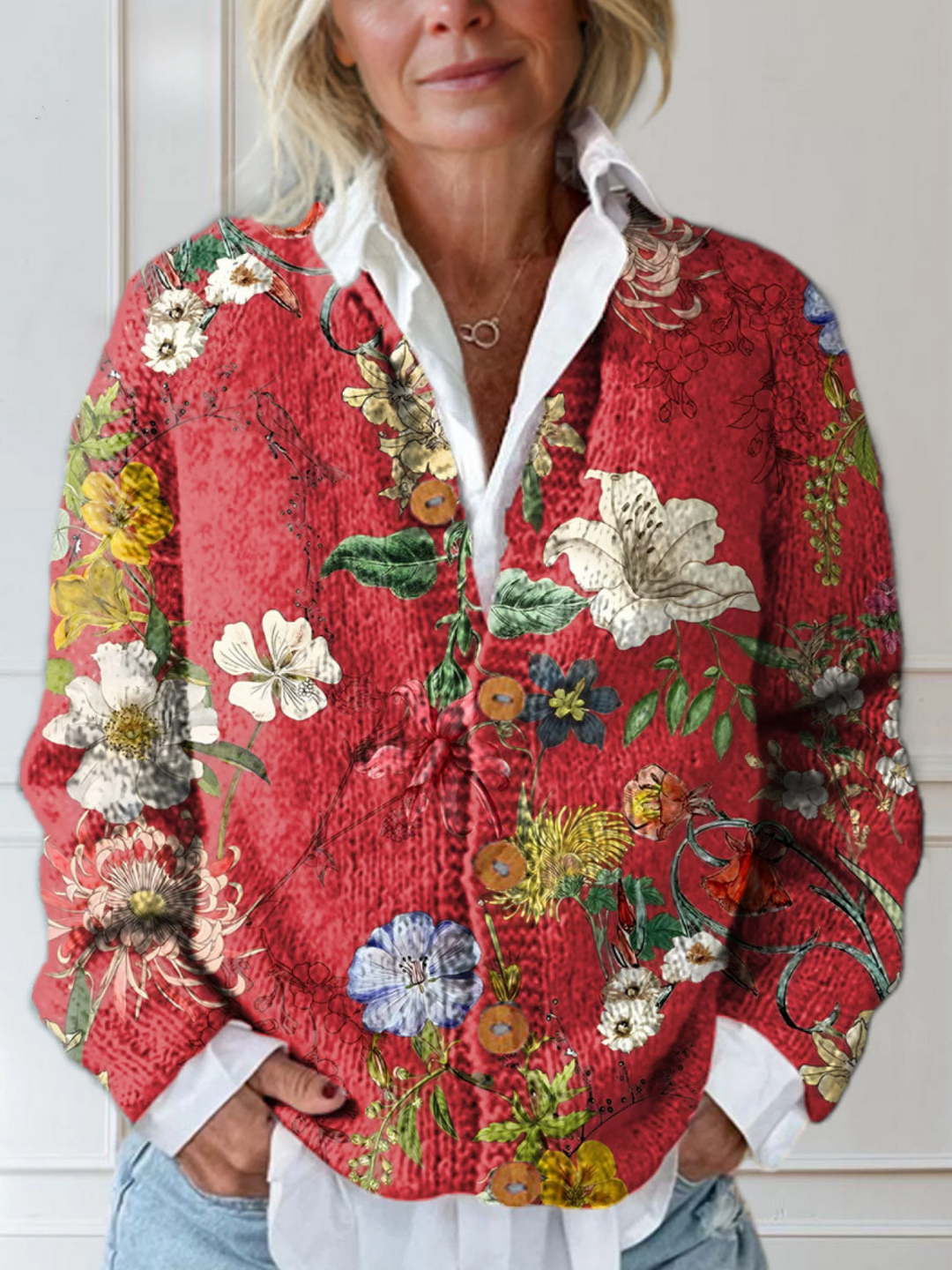 Eviana | Vintage Floral Knit Cardigan