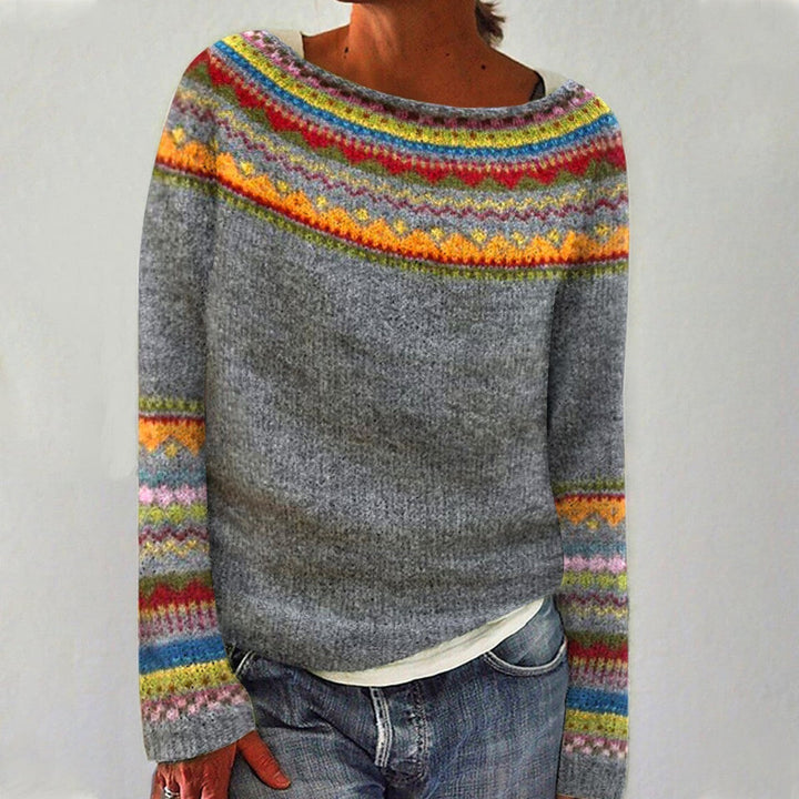 Sharon | Rainbow Yoke Knit Sweater
