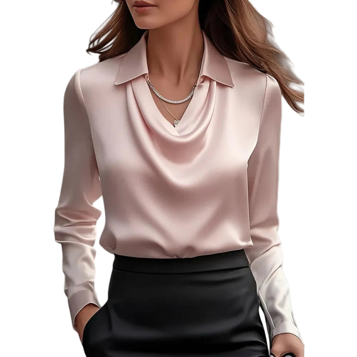 Women’s Draped Neck Long Sleeve Blouse