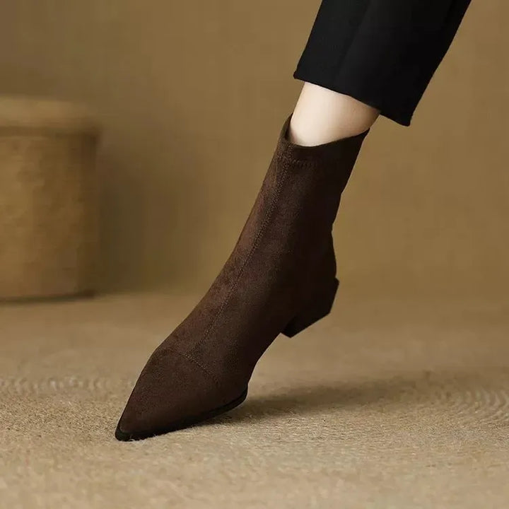 Delphine | Suede Pointed-Toe Ankle Boots