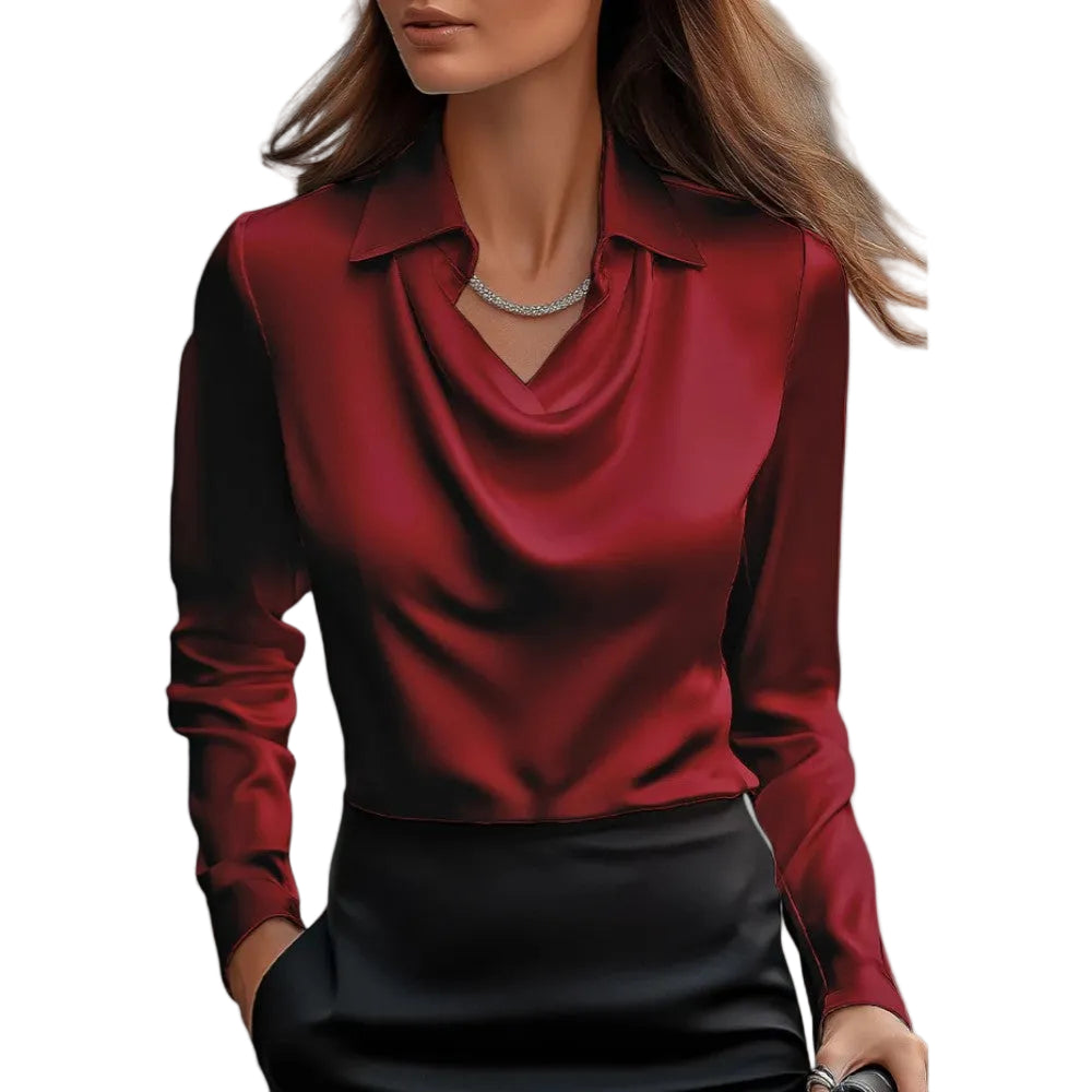 Women’s Draped Neck Long Sleeve Blouse