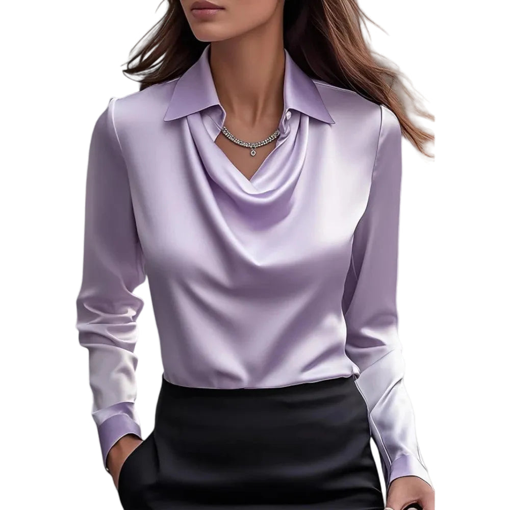 Women’s Draped Neck Long Sleeve Blouse