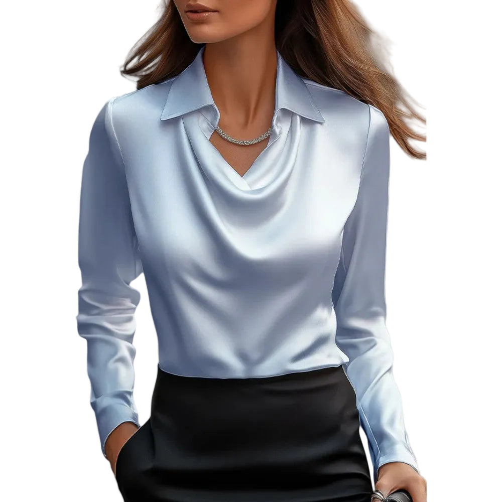 Women’s Draped Neck Long Sleeve Blouse