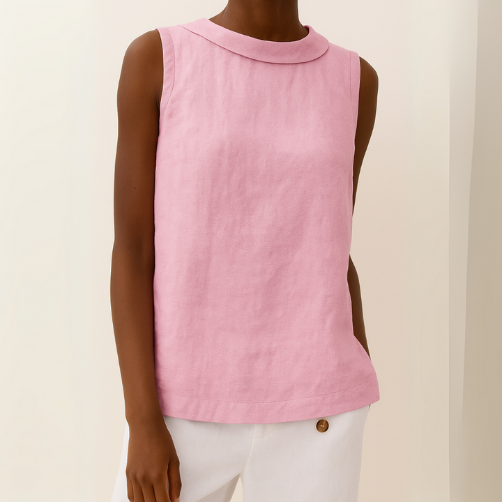 Women's Sleeveless Roll Collar Top