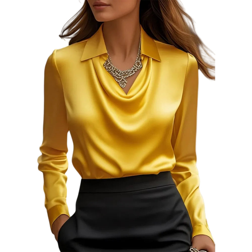Women’s Draped Neck Long Sleeve Blouse