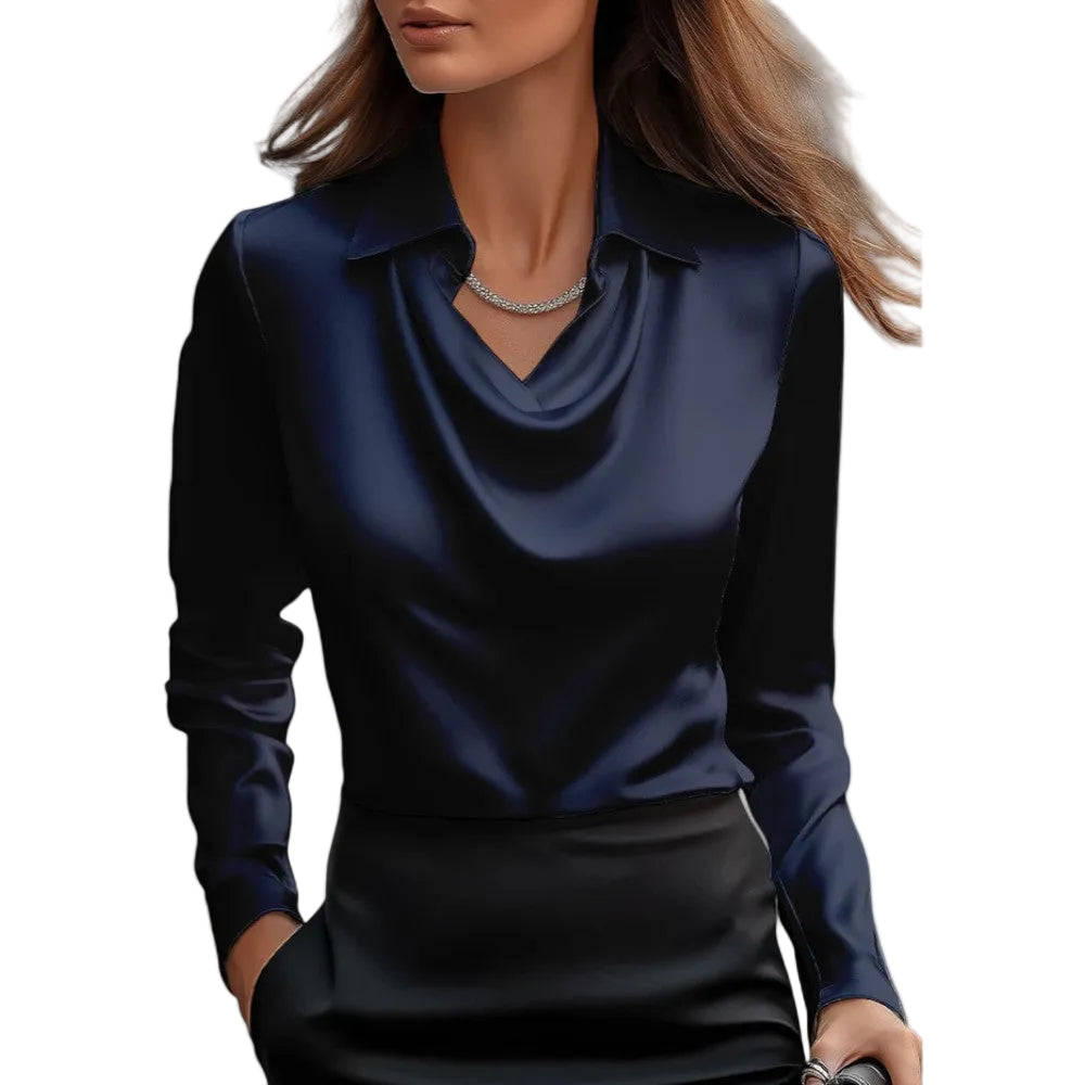 Women’s Draped Neck Long Sleeve Blouse