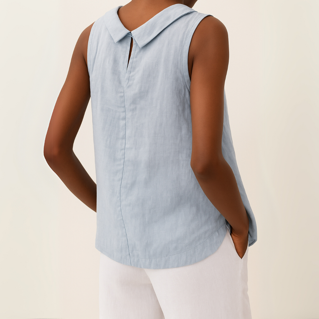 Women's Sleeveless Roll Collar Top