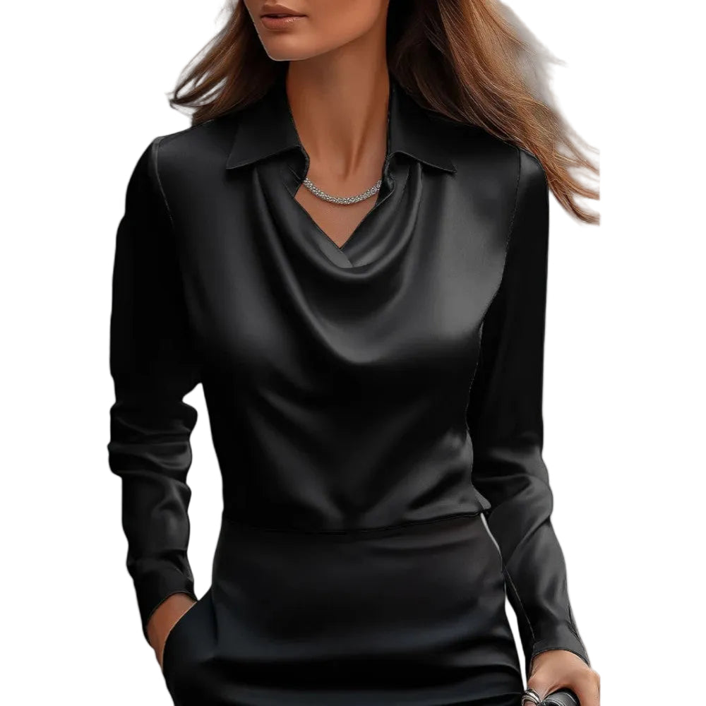 Women’s Draped Neck Long Sleeve Blouse