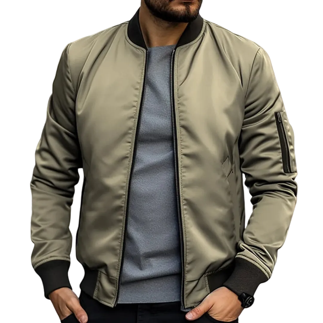 Men’s Zip Bomber Jacket Ribbed Cuffs