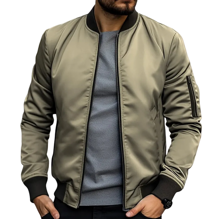 Men’s Zip Bomber Jacket Ribbed Cuffs