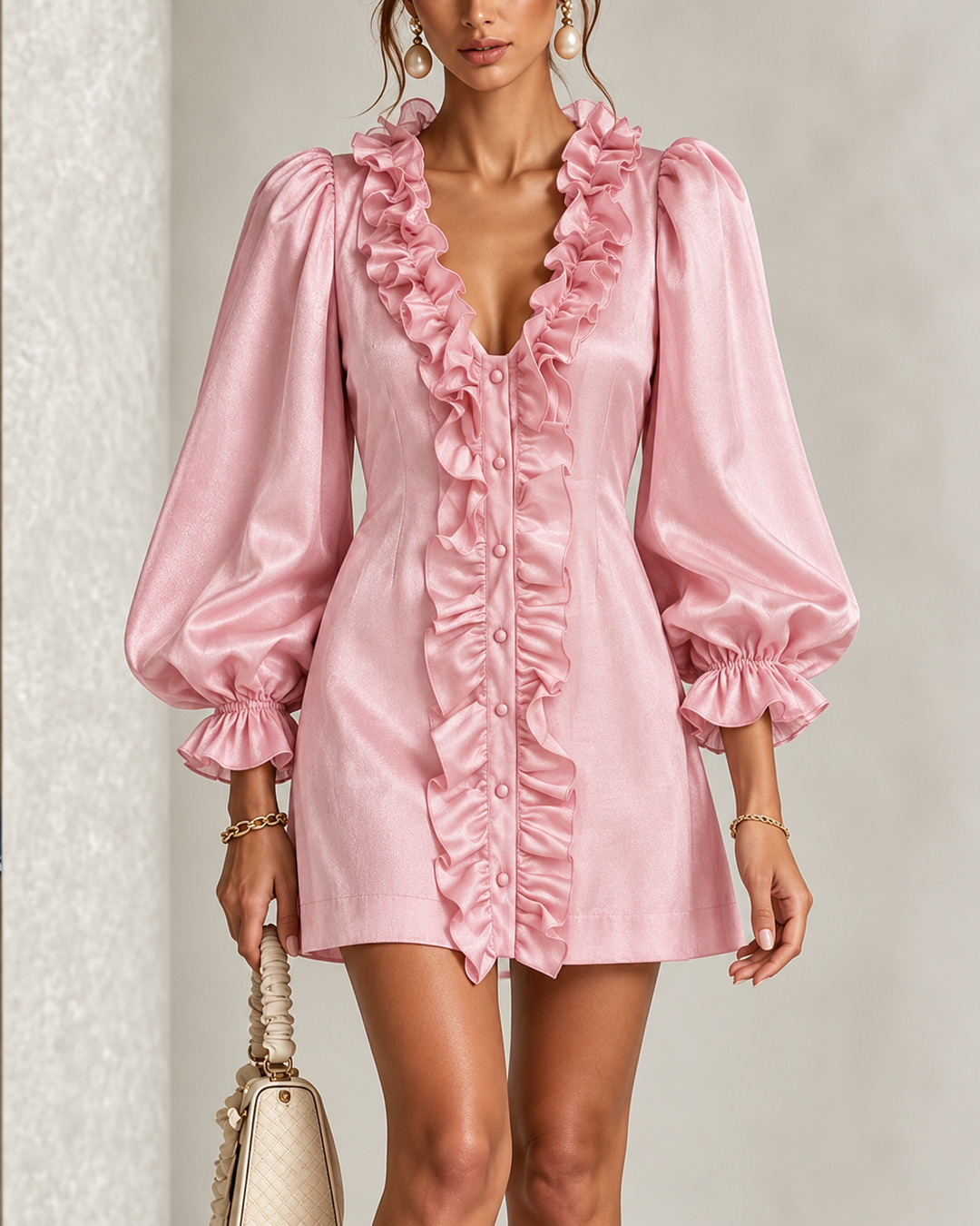 Emmeline | Elegant Ruffle Detail Mini Dress