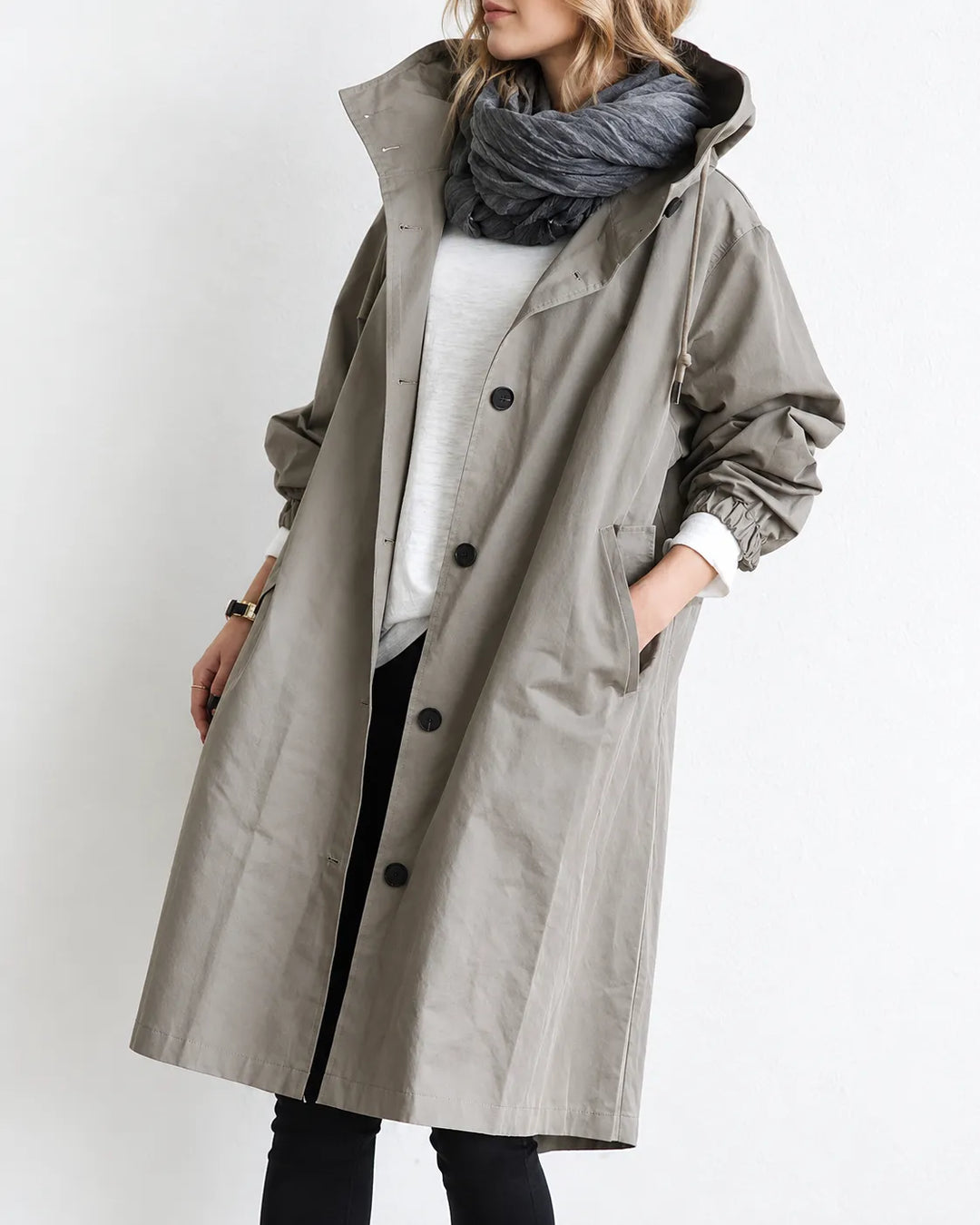 Maisie | Oversized Hooded Button-Front Coat