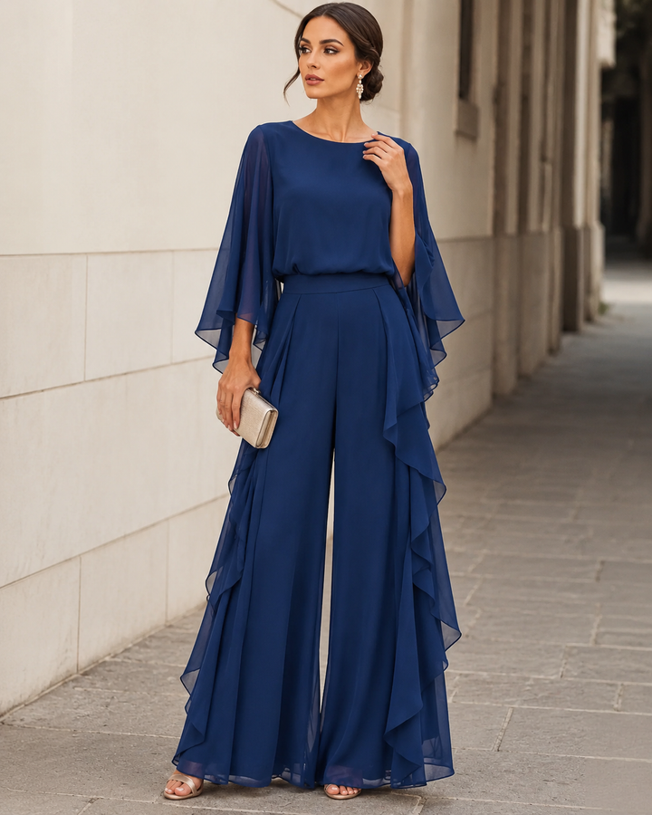 Lenorah | Cape-Sleeve Chiffon Two-Piece Set