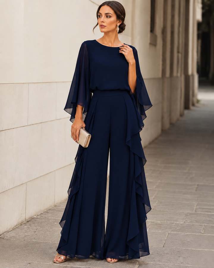Lenorah | Cape-Sleeve Chiffon Two-Piece Set