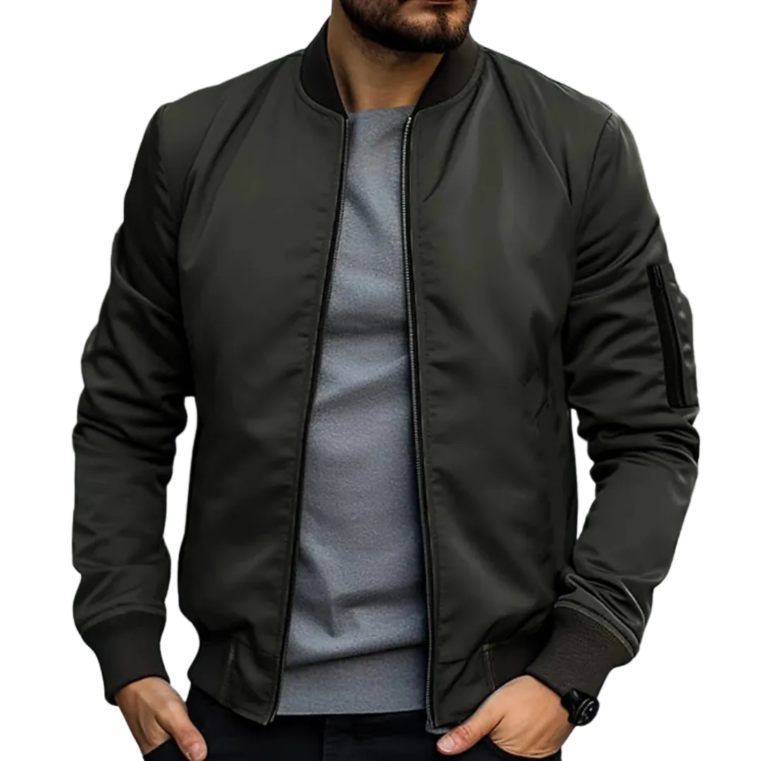 Men’s Zip Bomber Jacket Ribbed Cuffs