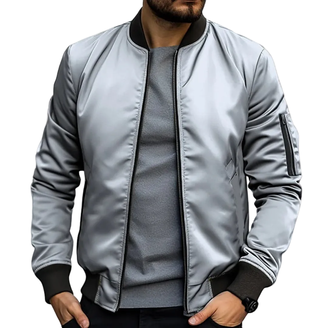 Men’s Zip Bomber Jacket Ribbed Cuffs