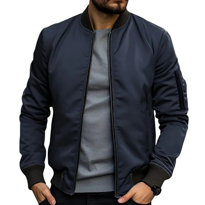Men’s Zip Bomber Jacket Ribbed Cuffs