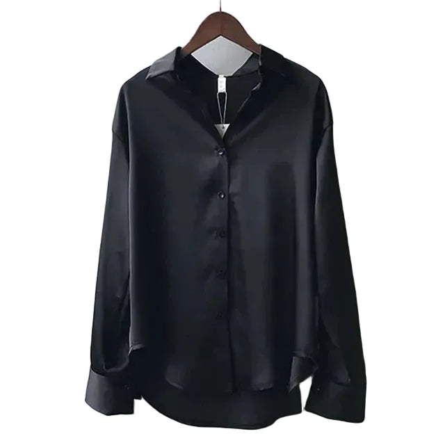 Women’s Button Down Satin Blouse Long Sleeve
