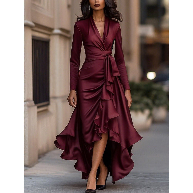 Constance | Wrap V-Neck Long Sleeve Maxi Dress
