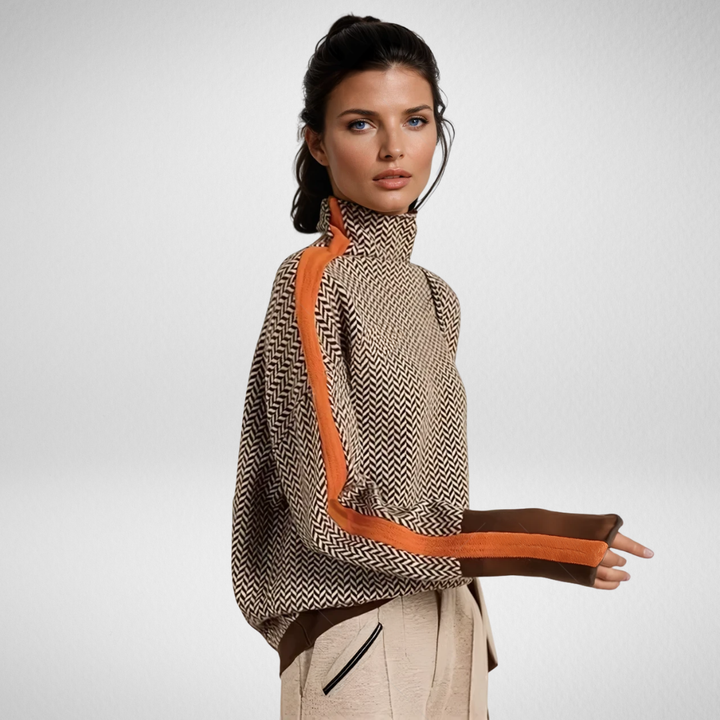 Clémence | High-Neck Sweater with Contrasting Stripes