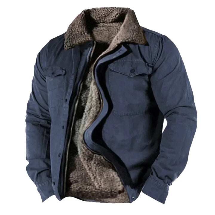 Men’s Sherpa-Lined Winter Jacket with Zip Closure