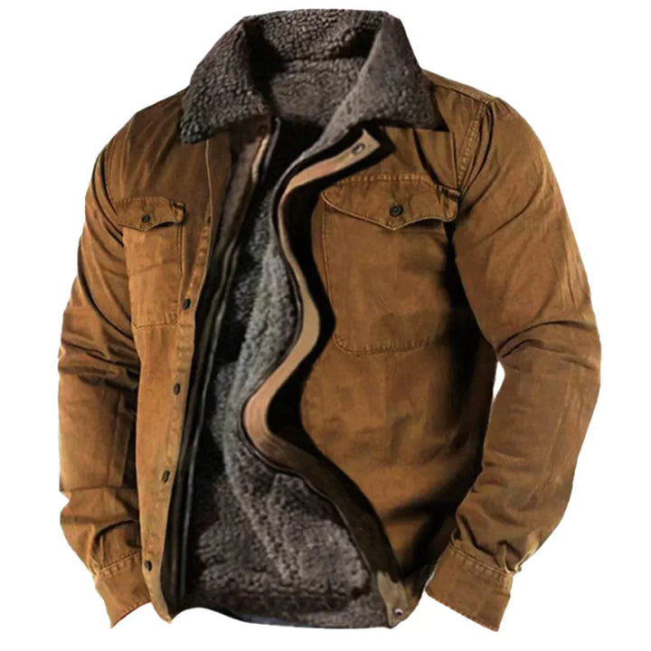 Men’s Sherpa-Lined Winter Jacket with Zip Closure