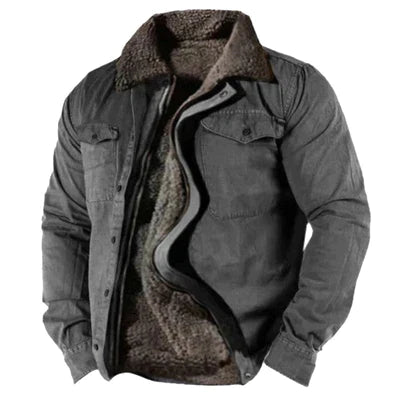 Men’s Sherpa-Lined Winter Jacket with Zip Closure