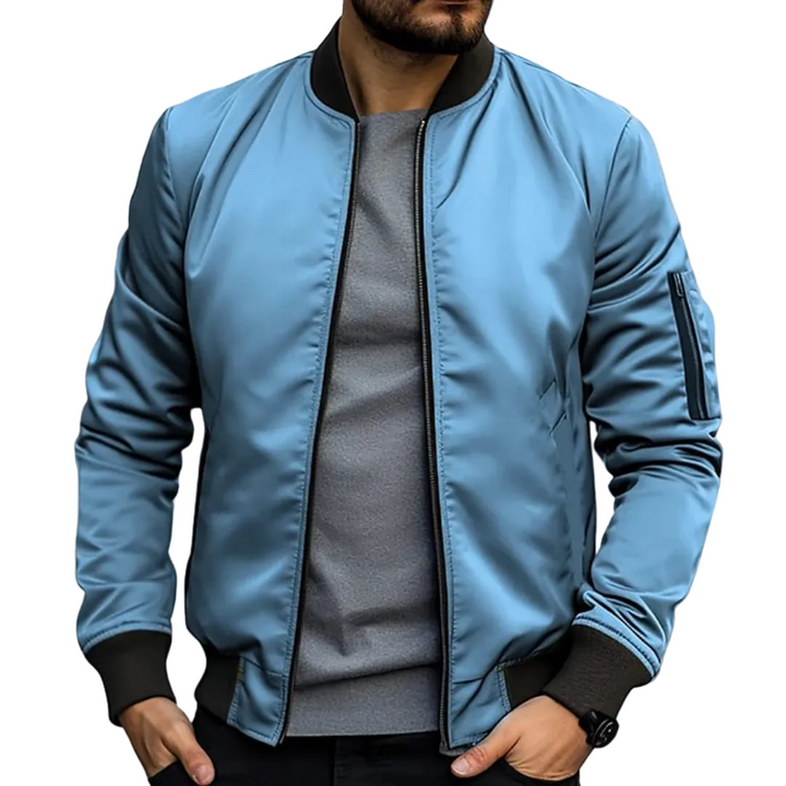 Men’s Zip Bomber Jacket Ribbed Cuffs