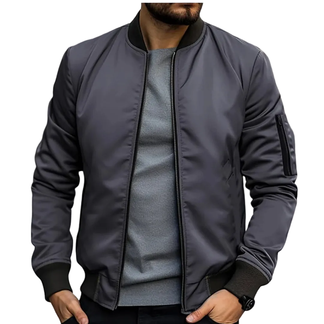 Men’s Zip Bomber Jacket Ribbed Cuffs