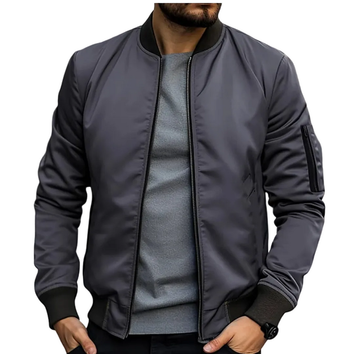 Men’s Zip Bomber Jacket Ribbed Cuffs