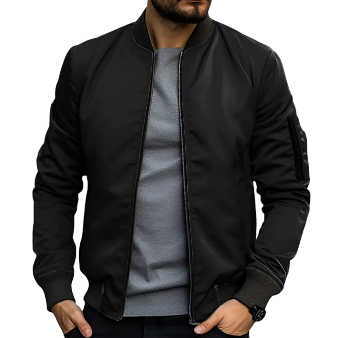 Men’s Zip Bomber Jacket Ribbed Cuffs