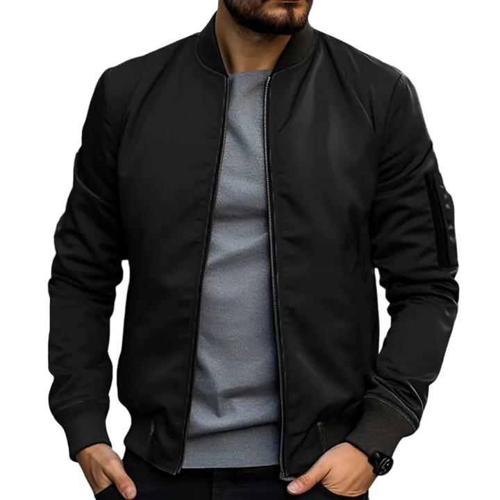 Men’s Zip Bomber Jacket Ribbed Cuffs