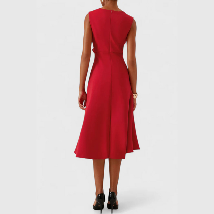 Women's Draped Asymmetric Midi Dress