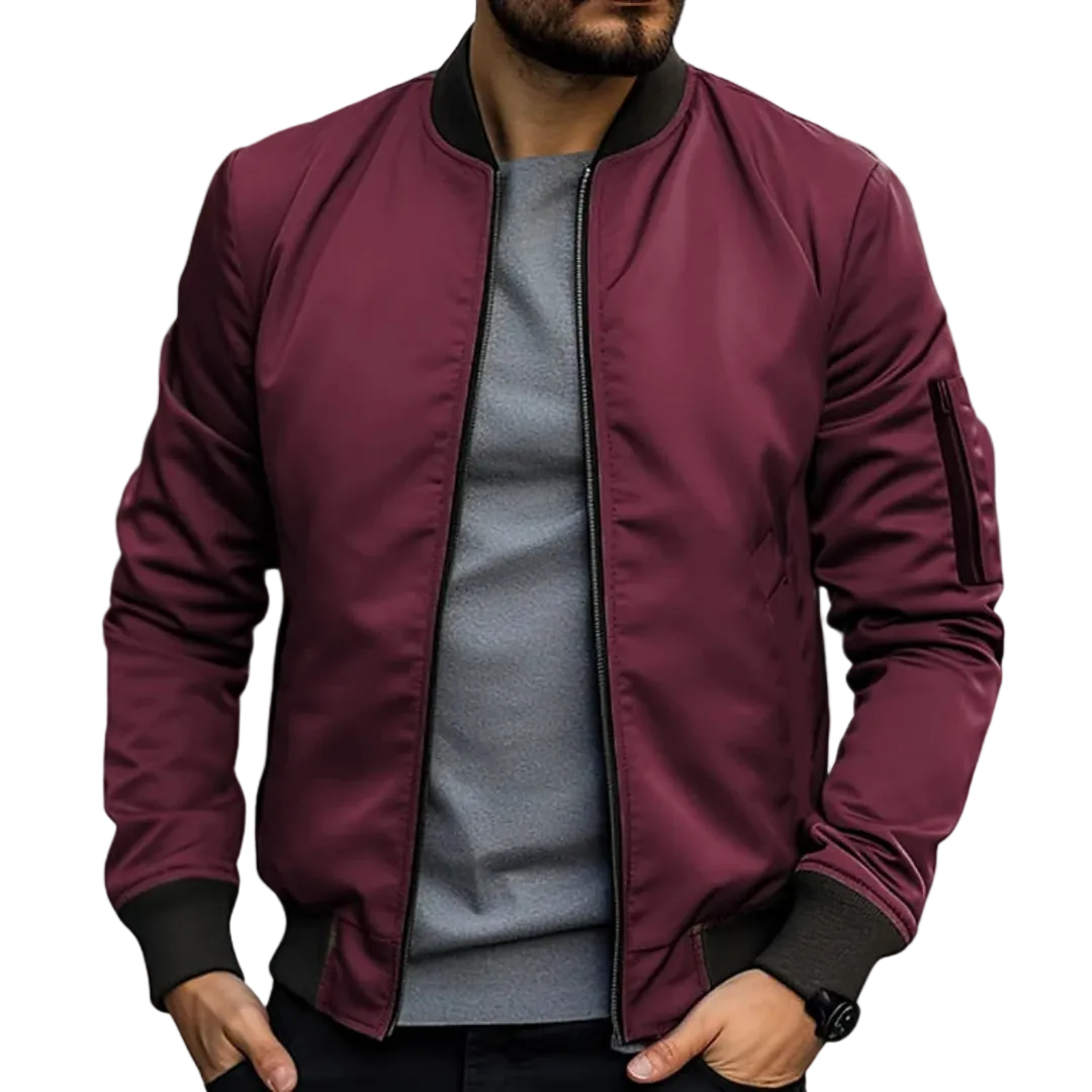 Men’s Zip Bomber Jacket Ribbed Cuffs