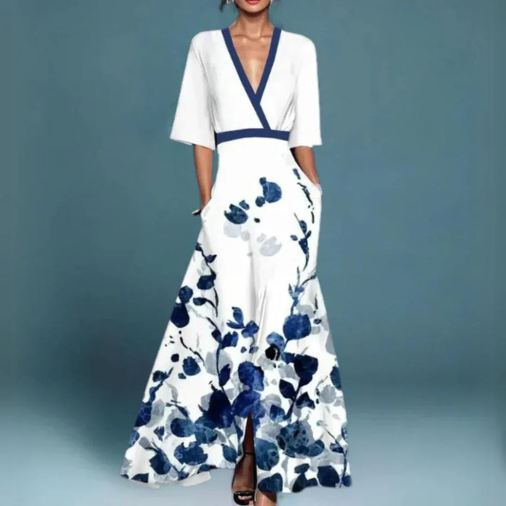 Women's Elegant Maxi Dress with Floral Pattern