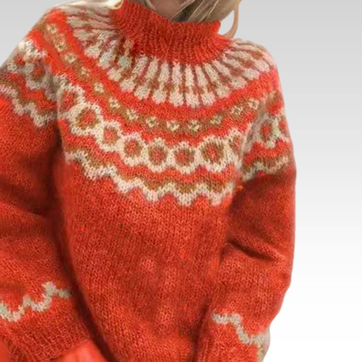 Sandra | Ring Pattern Yoke Knit Sweater