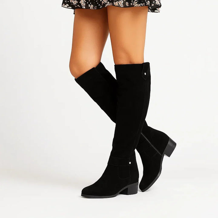 Marianne | Knee-High Suede Boots with Block Heel