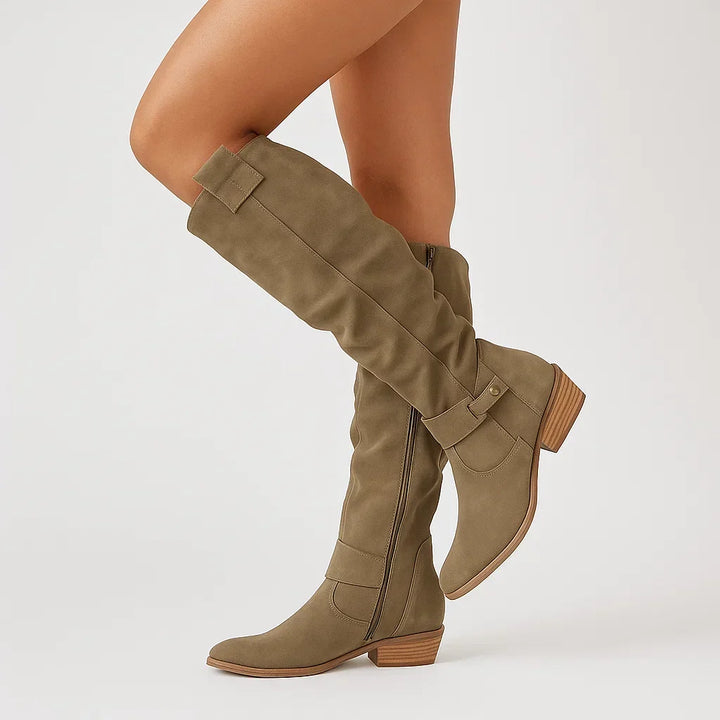 Marianne | Knee-High Suede Boots with Block Heel