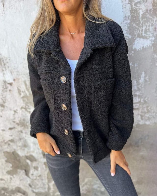 Brenna | Sherpa Button-Down Jacket with Chest Pockets for Women