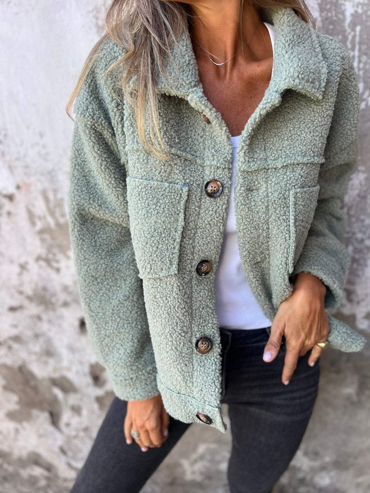 Brenna | Sherpa Button-Down Jacket with Chest Pockets for Women