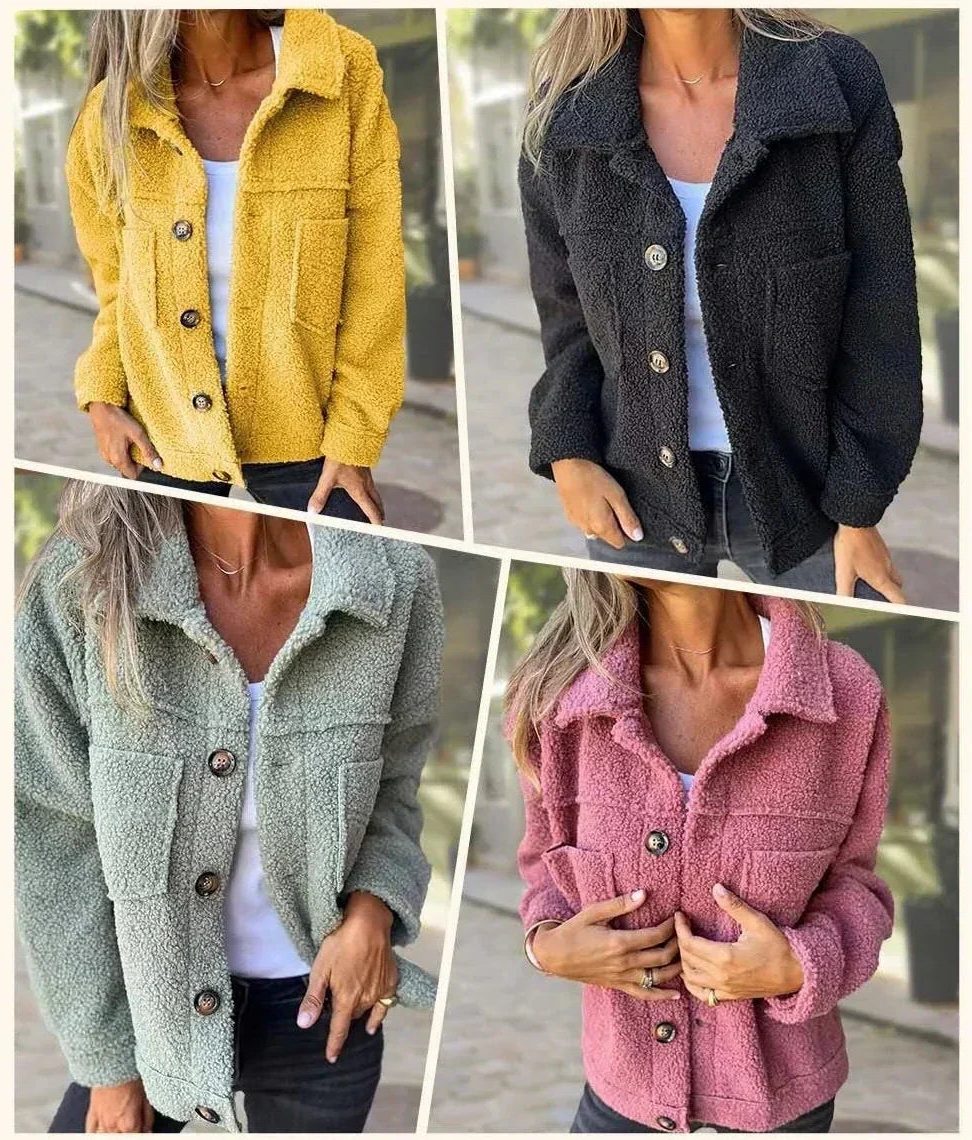 Brenna | Sherpa Button-Down Jacket with Chest Pockets for Women