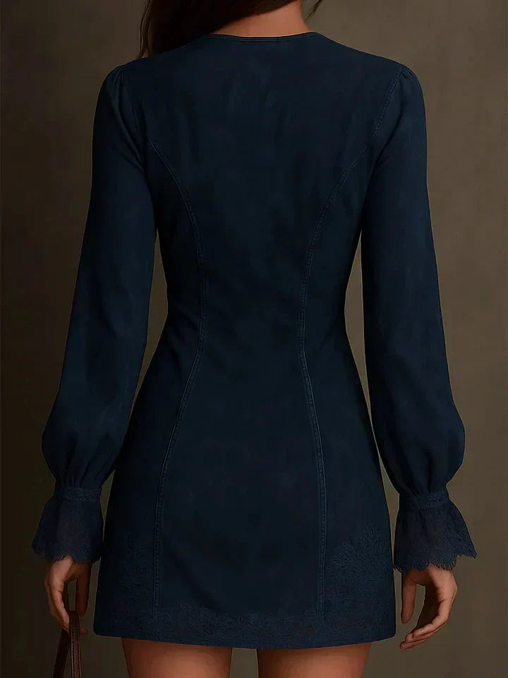 Debbie | Suede Mini Dress with Lace Accents