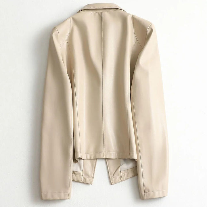 Camellia | Leather Single-Breasted Blazer with Lapel for Women