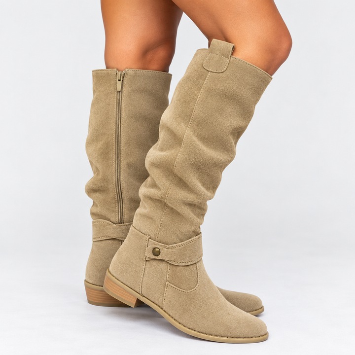 Marianne | Knee-High Suede Boots with Block Heel