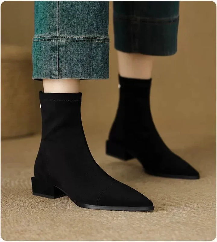 Delphine | Suede Pointed-Toe Ankle Boots