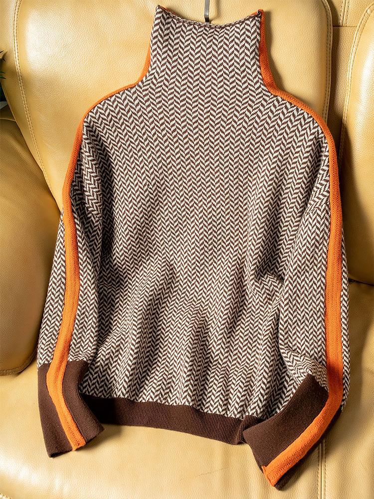 Clémence | High-Neck Sweater with Contrasting Stripes