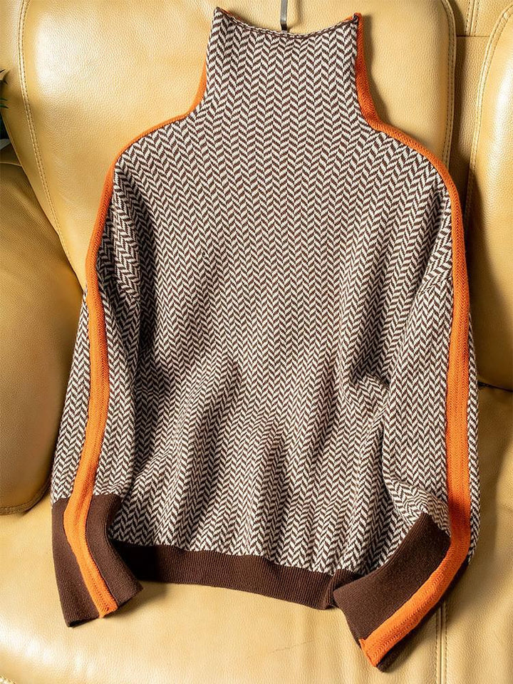 Clémence | High-Neck Sweater with Contrasting Stripes