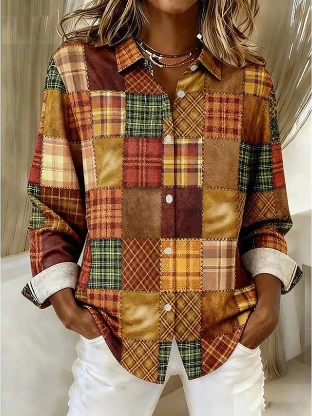 Merritt | Vintage Patchwork Button-Front Blouse