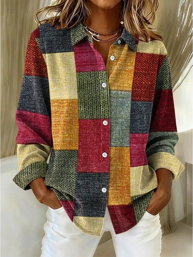 Merritt | Vintage Patchwork Button-Front Blouse